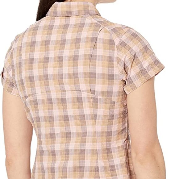 🆕Columbia Women's Silver Ridge™ Novelty SS Shirt, Peach Quartz Gingham, NWT - Picture 5 of 6